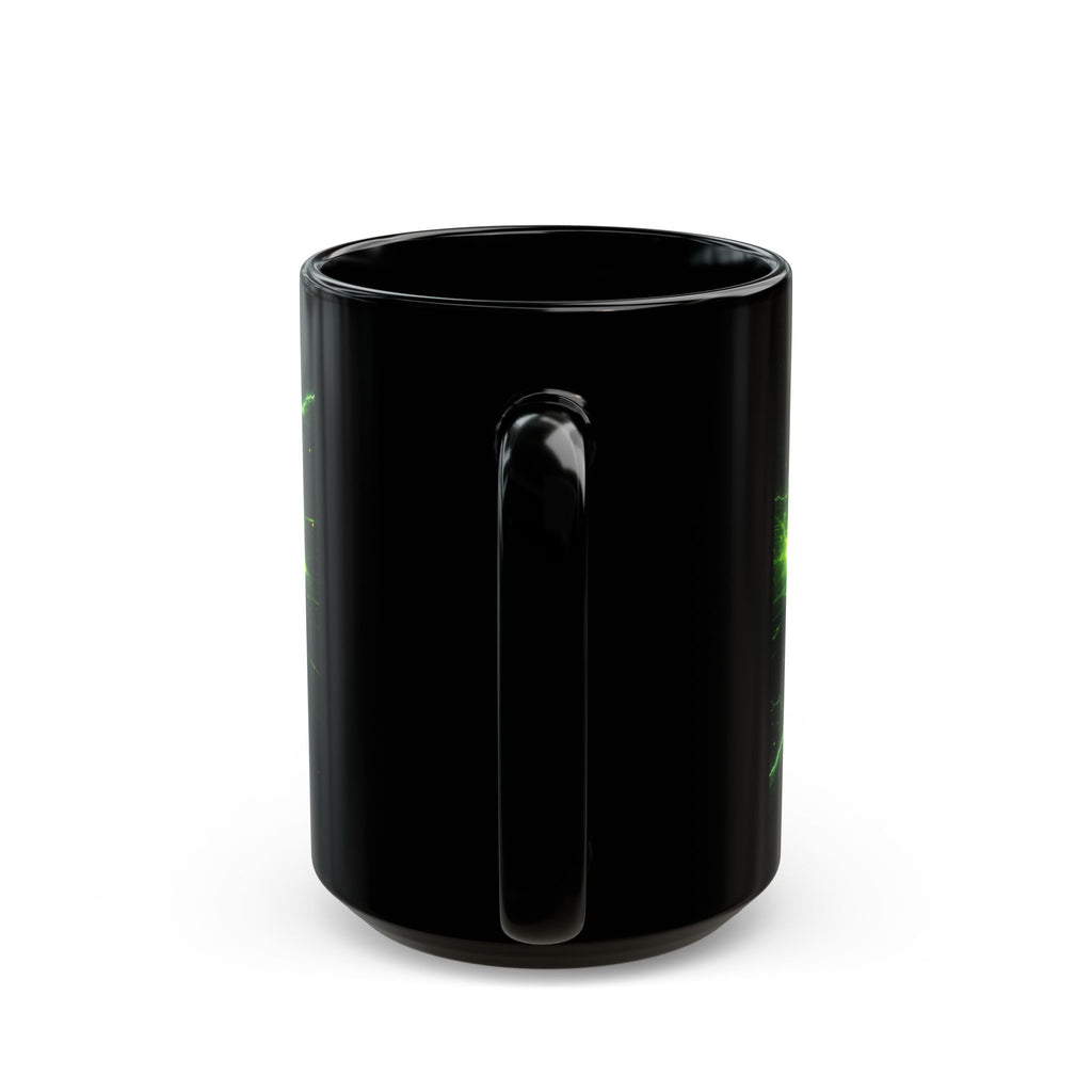 CV-3D Logo Black Mug – Neon Green Space Design (11oz & 15oz)