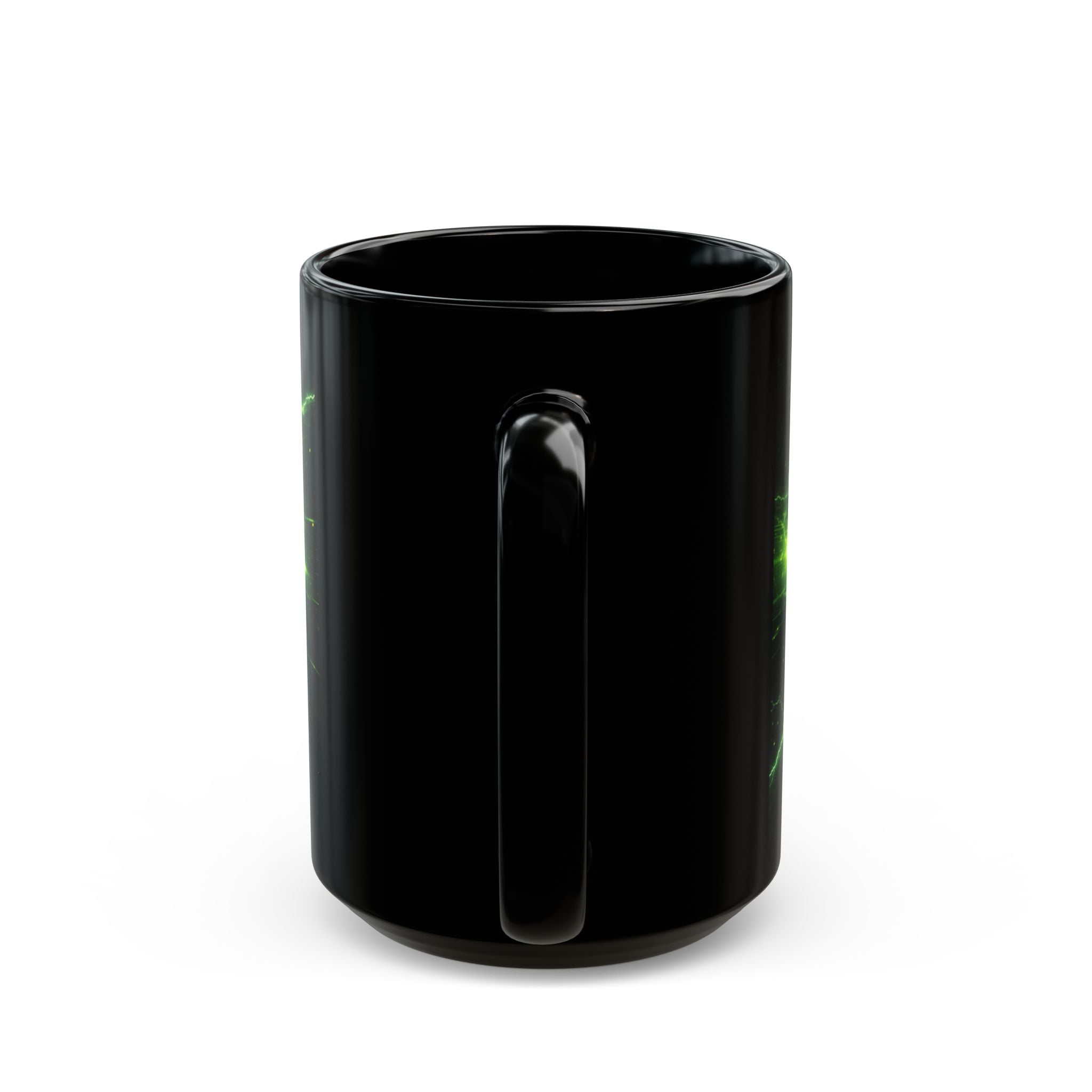CV-3D Logo Black Mug – Neon Green Space Design (11oz & 15oz)