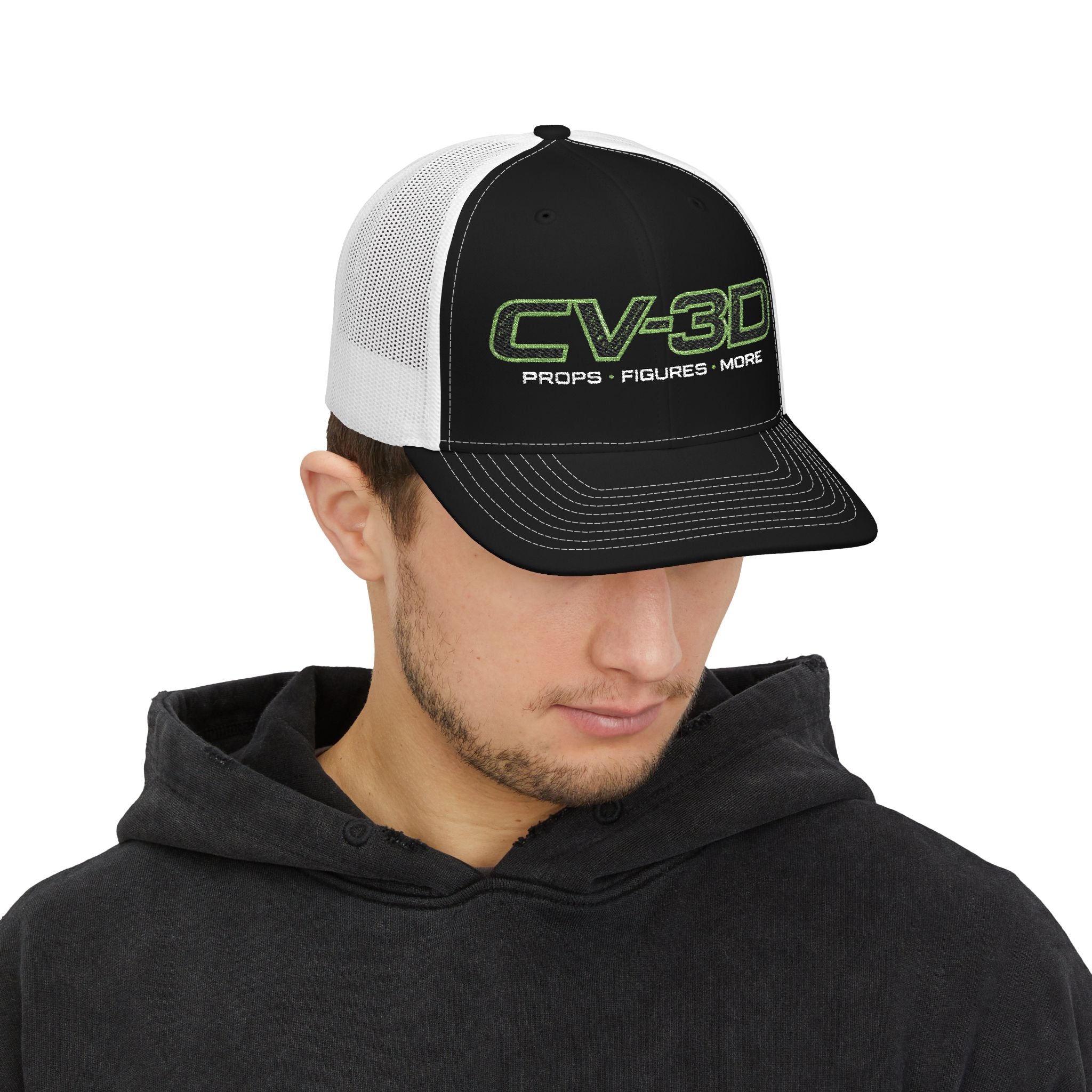 CV-3D Embroidered Trucker Cap — Props, Figures & More Logo Snapback