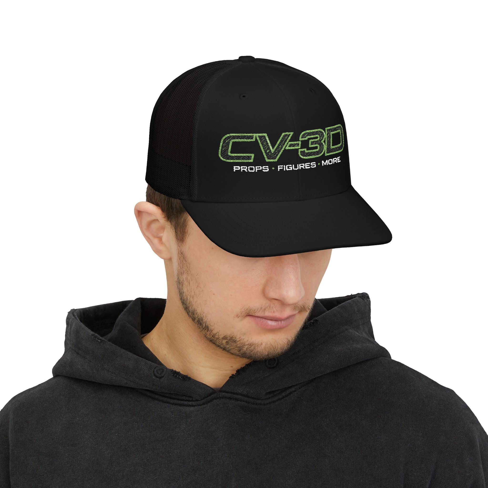 CV-3D Embroidered Trucker Cap — Props, Figures & More Logo Snapback