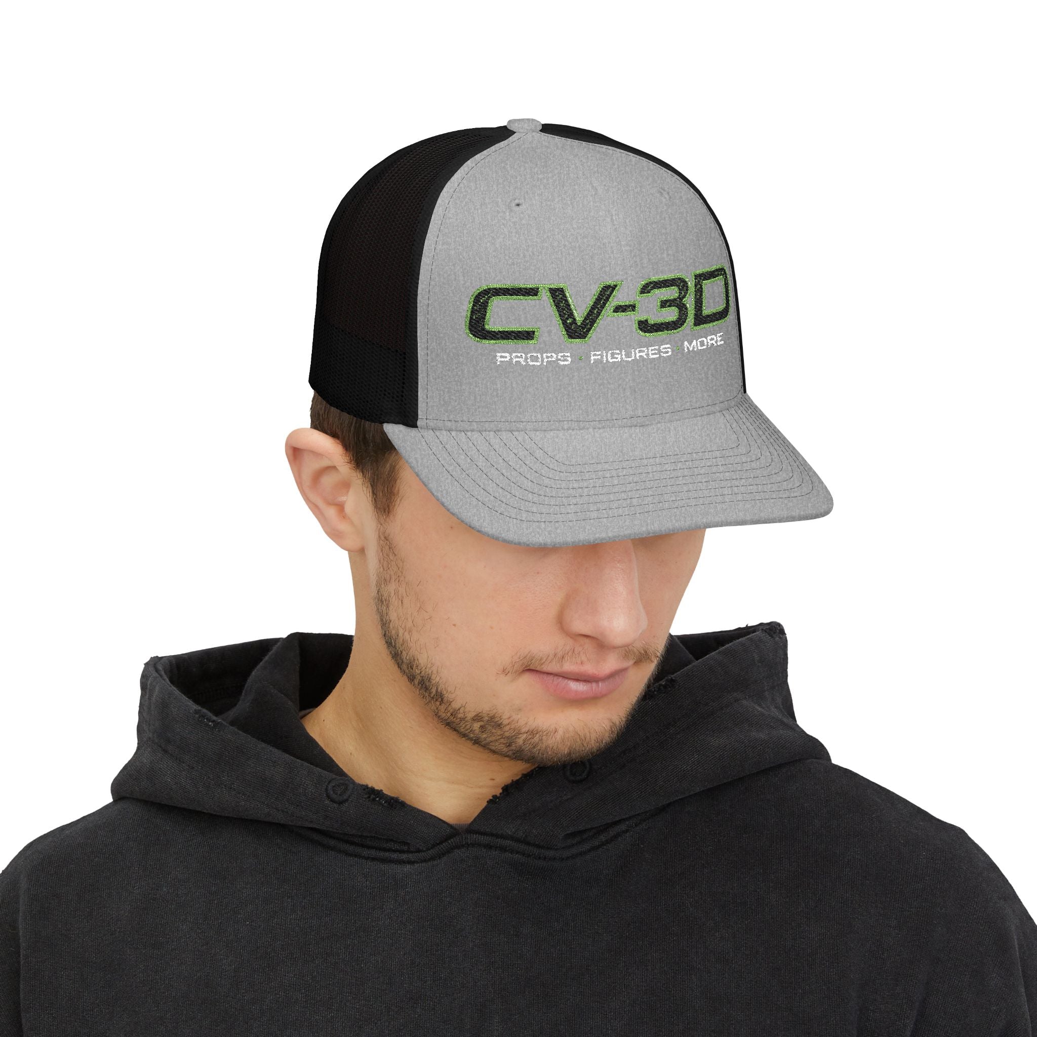 CV-3D Embroidered Trucker Cap — Props, Figures & More Logo Snapback